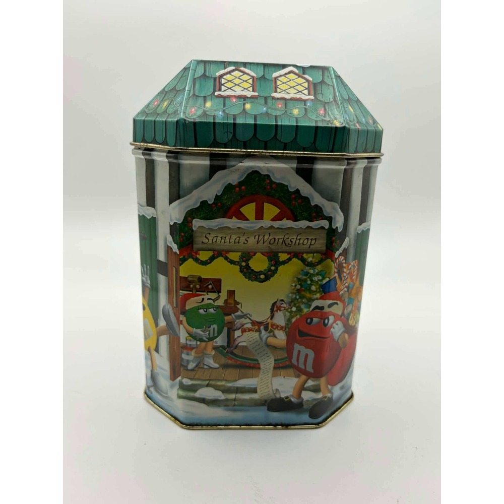 Vintage 1999 M&Ms Christmas‎ Village Santa's Workshop Tin Number 10 Collectible